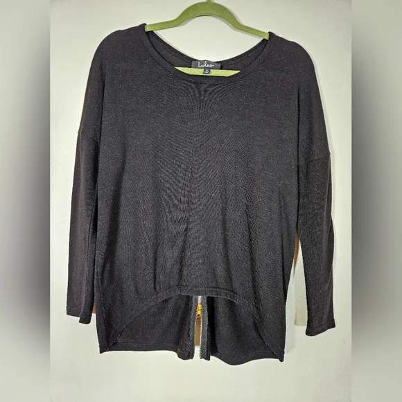 Lulus sz M Black zip to my lou hi low back goldtone zip sweater top - Picture 1 of 7